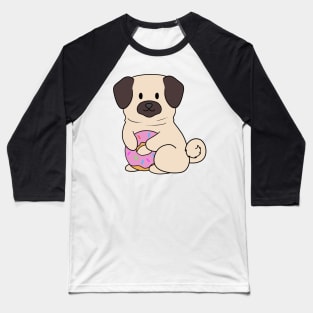 Pink Doughnut Pug Baseball T-Shirt